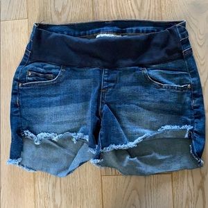 Denim maternity shorts